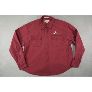 Cabelas Shirt Mens XL Soft Canvas Trail Red Dragonfly Embroidery Elbow Patches